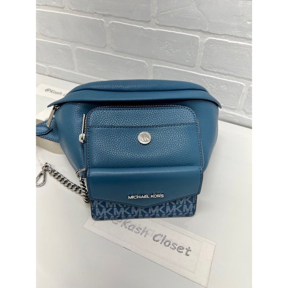 Michael Kors Maisie 2-in-1 Sling WaistPack Large Fanny bag Crossbody Teal - Picture 1 of 12